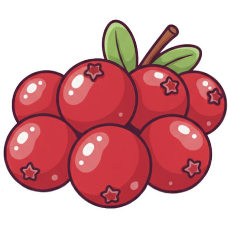 Illustration of a bunch of red cranberries on a white backgroundの素材