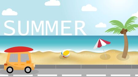 road beach summer sea vectorのイラスト素材