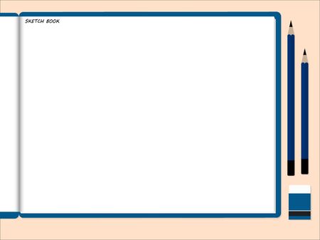 sketchbook, copy space, pencil and eraser.のイラスト素材