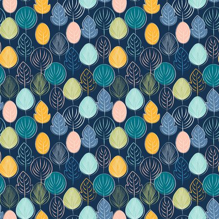 simple leaf colorful seamless patternのイラスト素材