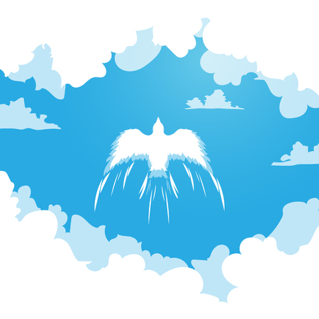 blue sky flying bird vectorのイラスト素材