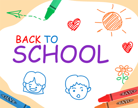 Crayon back to school vectorのイラスト素材