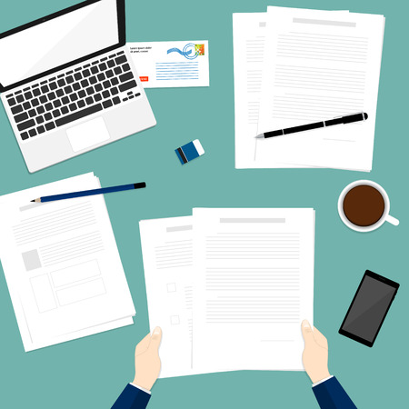 Hold paper document business top notebook vectorのイラスト素材