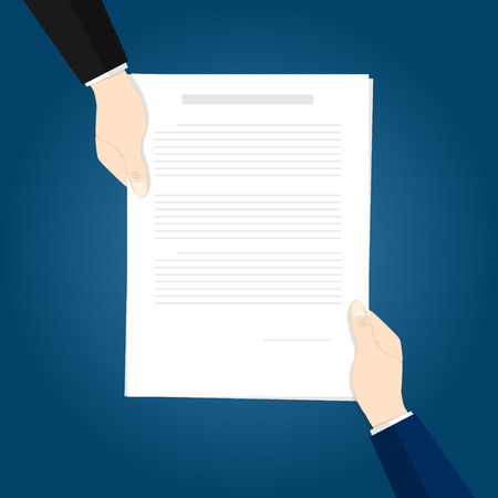 Hold paper hand business flat vectorのイラスト素材