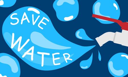 Faucets saving water concept banner flat vectorのイラスト素材