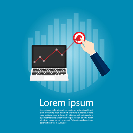 Business graph pointing finger notebook screen target vectorのイラスト素材