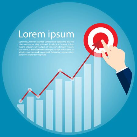 Business graph pointing finger target vectorのイラスト素材