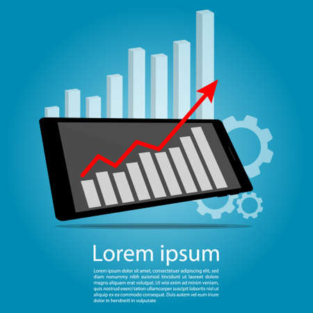 Phone screen business graph vectorのイラスト素材