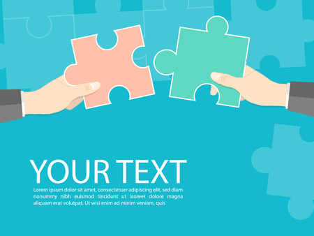 Teamwork concept jigsaw cooperation,hand hold jigsaw cooperation business vectorのイラスト素材