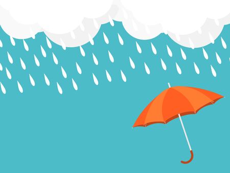 Orange umbrella with rain drop vector illustration.のイラスト素材