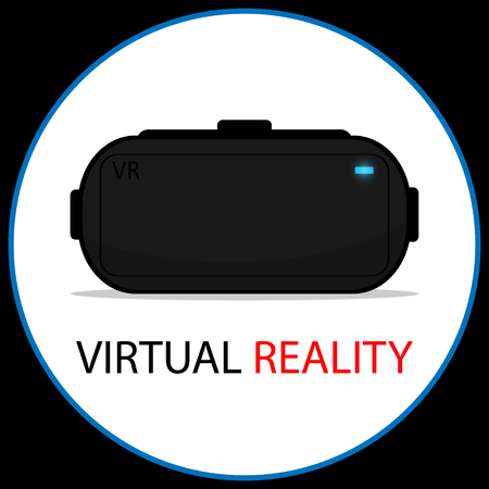 Virtual reality gear glasses set flat vector.のイラスト素材