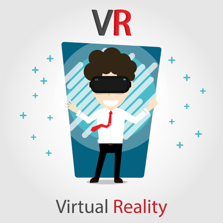 vr gear man character Vector illustration.のイラスト素材