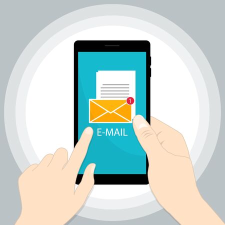phone hand check email application vectorのイラスト素材