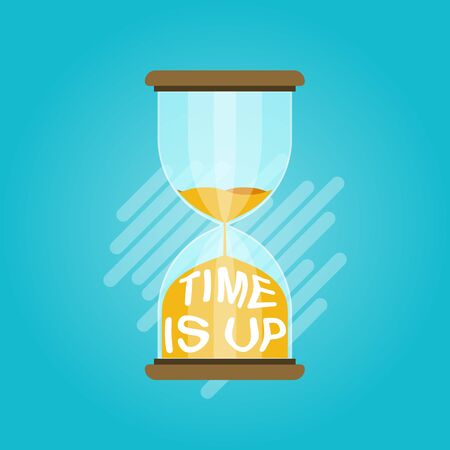 hourglass time is up time management concept flat vectorのイラスト素材