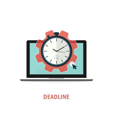 deadline clock laptop vectorのイラスト素材