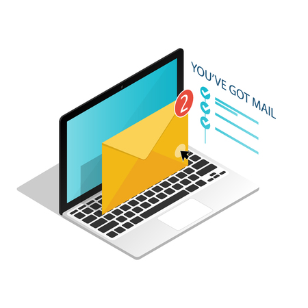 You've got mail,isometric Email laptop notifications vectorのイラスト素材