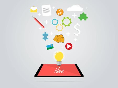 Tablet light bulb idea vectorのイラスト素材