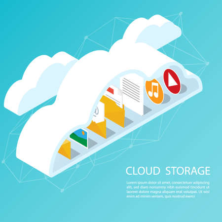 Isometric computer smartphone,upload cloud storage backup anywhere vectorのイラスト素材