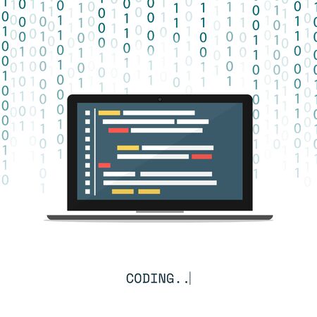 A programmer coding binary computer isometric flat vectorのイラスト素材