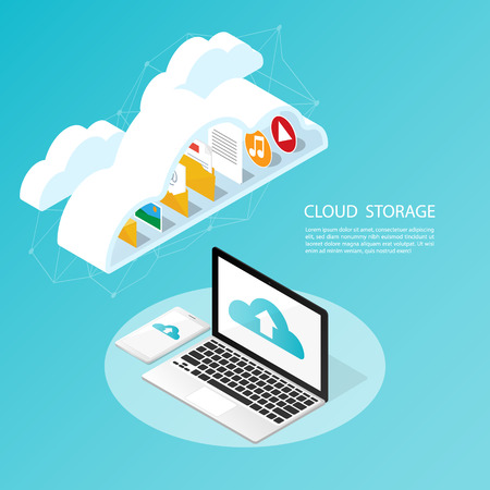 isometric computer smartphone,upload cloud storage backup anywhere vectorのイラスト素材