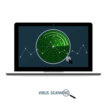 virus scan computer security malware laptop vectorのイラスト素材