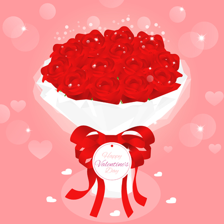 happy valentine's day,valentine bouquet rose vectorのイラスト素材