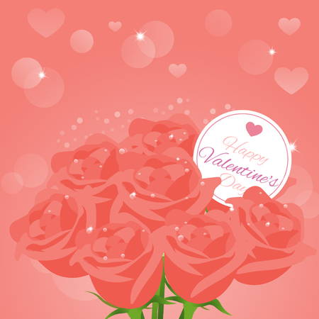 happy valentine's day,valentine bouquet rose vectorのイラスト素材