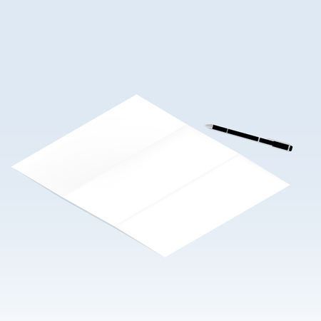 isometric blank fold paper pen vectorのイラスト素材