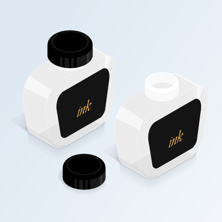 isometric bottle of ink set vectorのイラスト素材