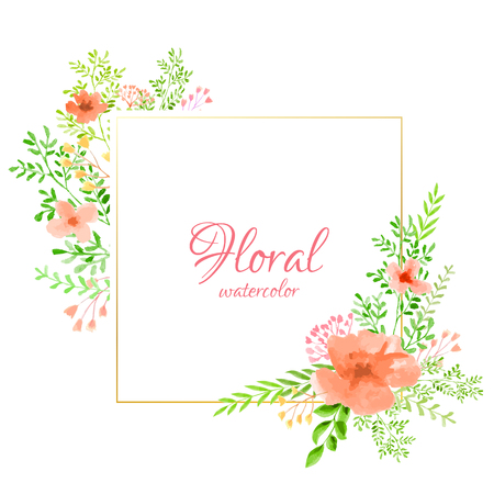 spring frame watercolor flowers vectorのイラスト素材