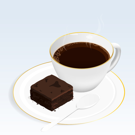 isometric brownie chocolate cake and coffee vectorのイラスト素材