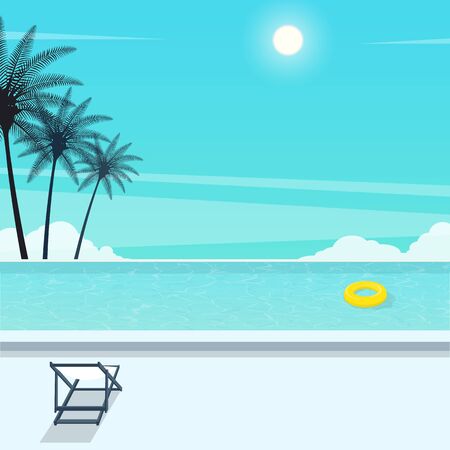 happy summer holiday, pool resort. vacation travel vector.のイラスト素材