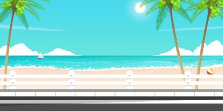 happy summer trip, sea road vector.のイラスト素材