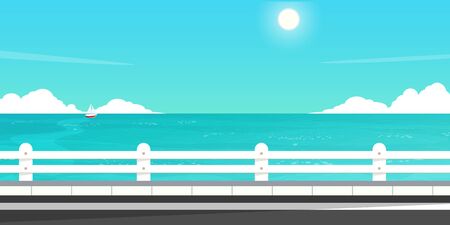 happy summer trip, sea road vector.のイラスト素材