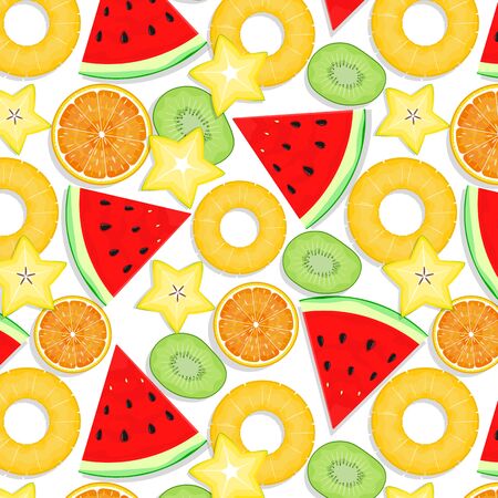 summer fruits seamless background vectorのイラスト素材