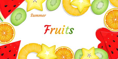 summer fruits season background vectorのイラスト素材