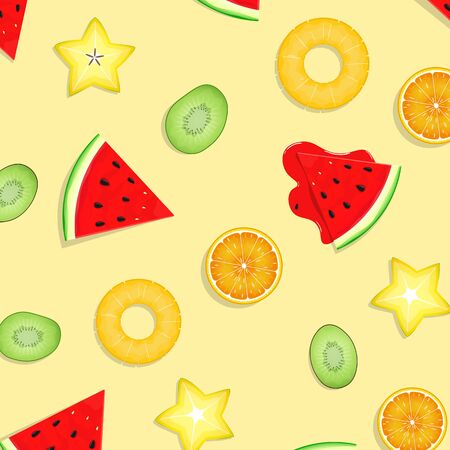 summer fruits seamless background vectorのイラスト素材