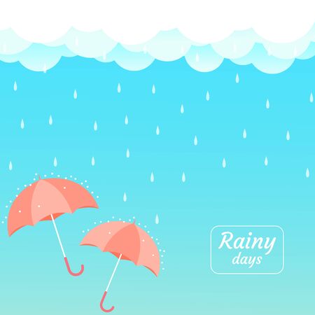 rainy season umbrella float on sky vectorのイラスト素材