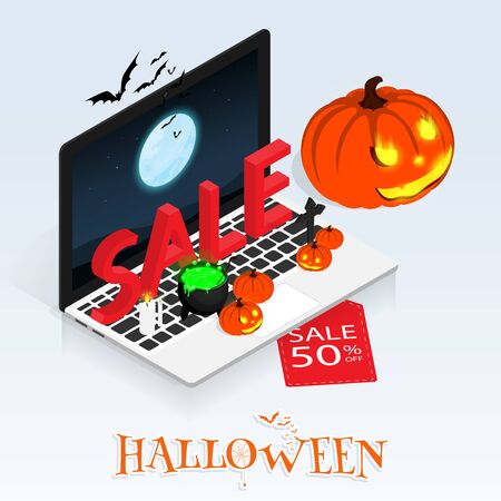 isometric halloween online sale vectorのイラスト素材