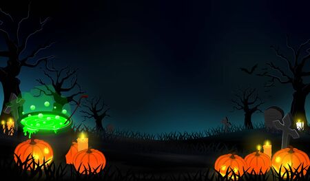 dark halloween forest background vectorのイラスト素材