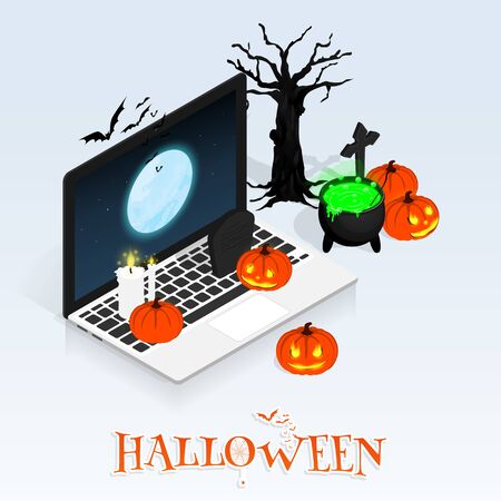 isometric halloween online sale vectorのイラスト素材