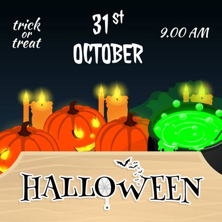 happy halloween isometric wooden board vectorのイラスト素材