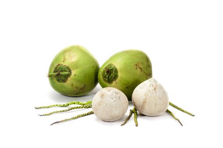 Coconut shell and do not peel with white backgroundの写真素材
