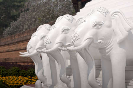 Three elephants sculptureの写真素材