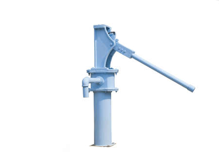 Vintage water pump isolated on whiteの写真素材