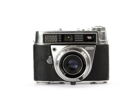 Rangefinder vintage camera on white backgroundの写真素材