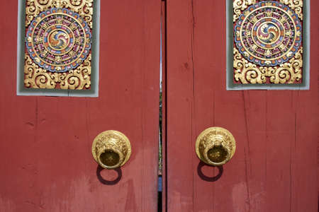 Wood gate Bhutan style の写真素材