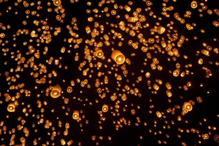 Floating asian lanterns  ,ChiangMai Thailandの写真素材