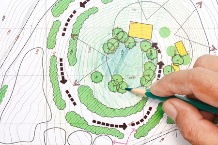 Landscape Architect Designing on site analysis plans 