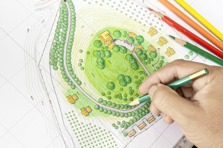 Paint the landscape design plan の写真素材